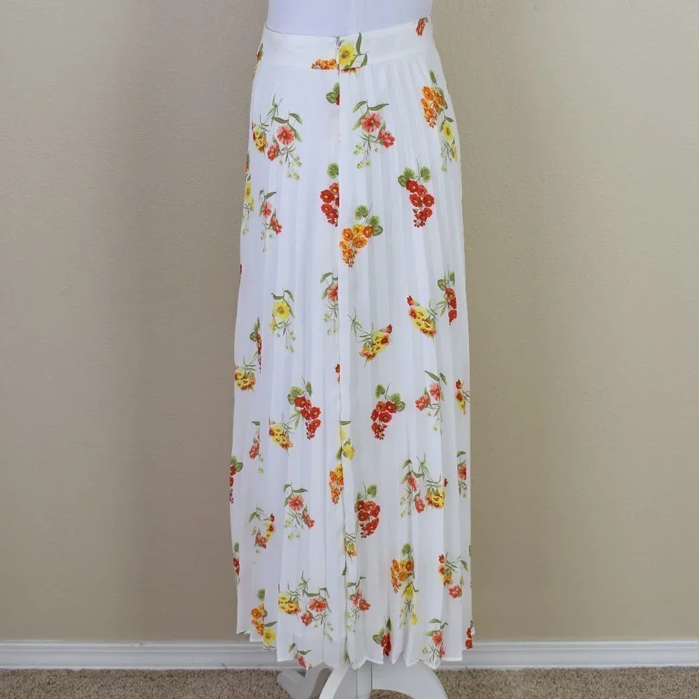 LOFT Pleated Floral Midi Skirt 8 - Picture 3 of 7
